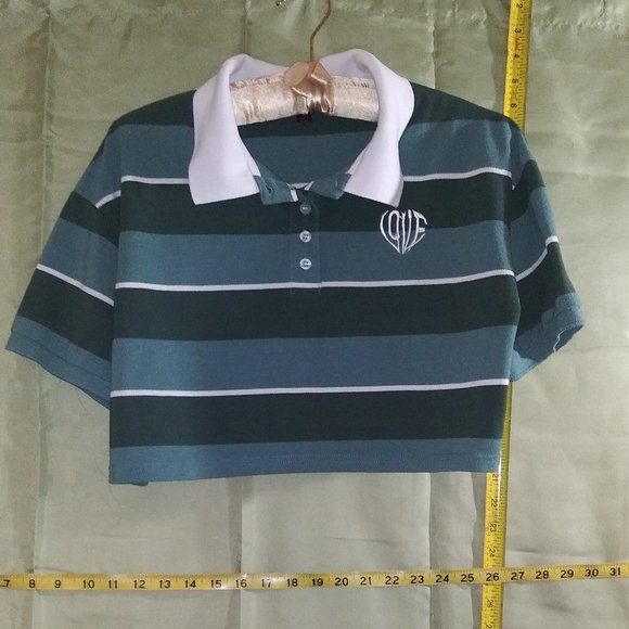 Green & white striped crop top by Faded Rose, size Jr's M - Picture 5 of 7